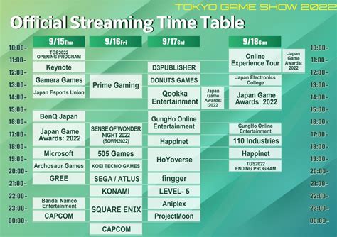 tokyo game show schedule