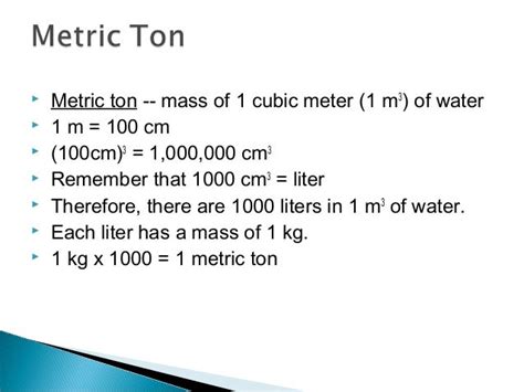 tonnage to m3