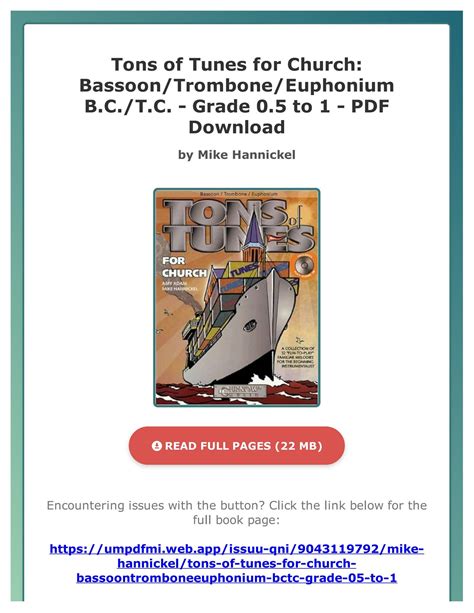 tons of tunes for the beginner bassoon or trombone or euphonium b c or t c grade 0 5 to 1 Reader