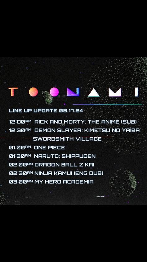 toonami schedule august 11 2024