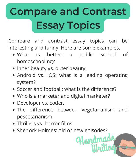 topic ideas for a compare and contrast essay Doc