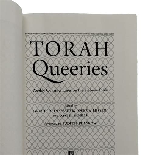 torah queeries weekly commentaries on the hebrew bible Epub