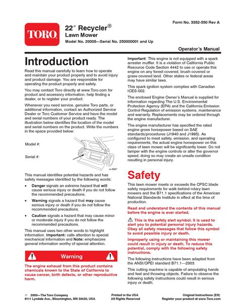 toro recycler 20005 manual PDF