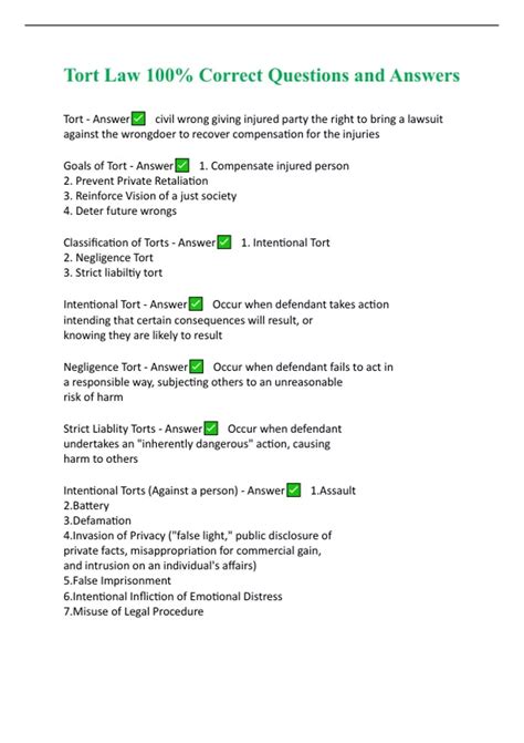 tort law questions and answers Doc