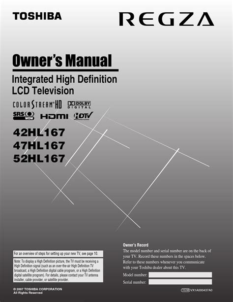 toshiba 42hl167 owners manual Doc