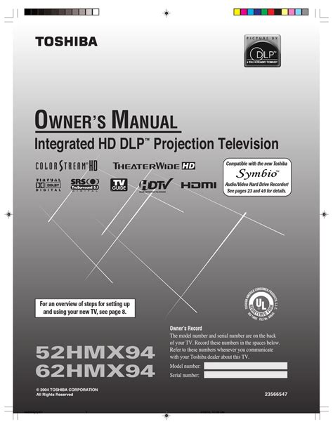 toshiba theaterwide hd manual Doc