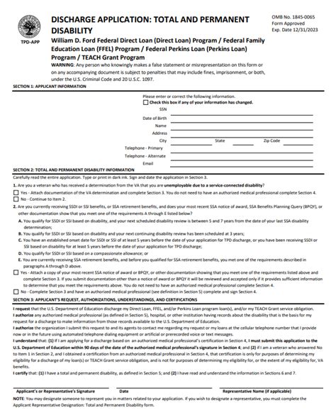 total and permanent disability discharge