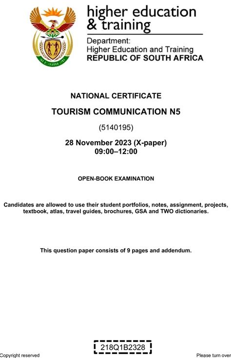 tourism communication n5 question papers Doc