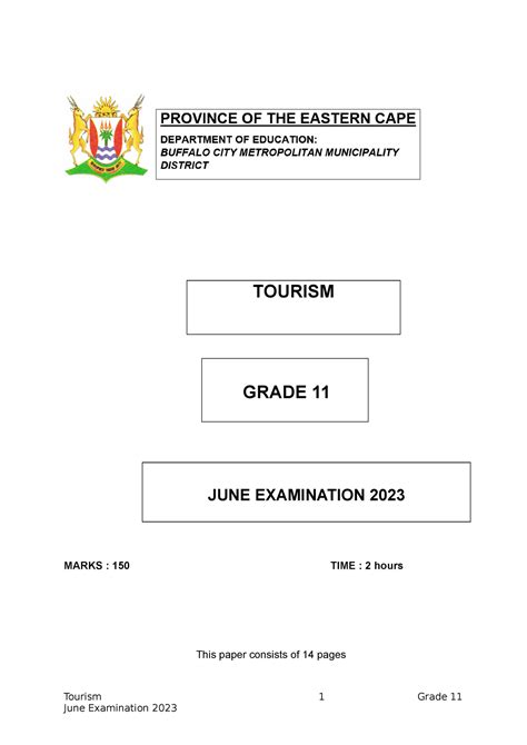tourism exampler question paper Kindle Editon