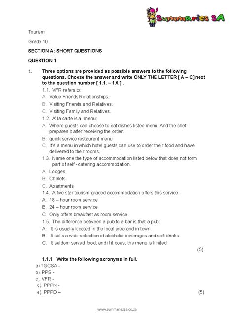 tourism pat grade 12 2014 question paper Doc