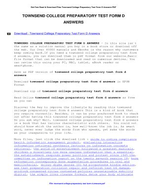 townsend college preparatory test form d Doc