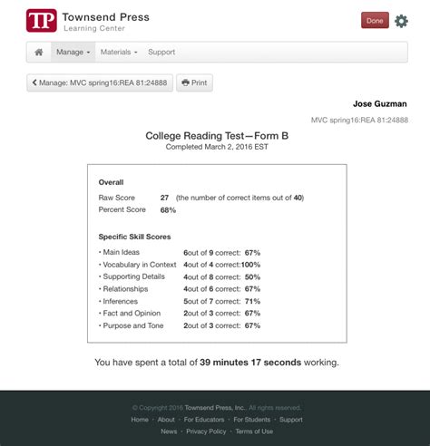 townsend press answer key mastery test Kindle Editon