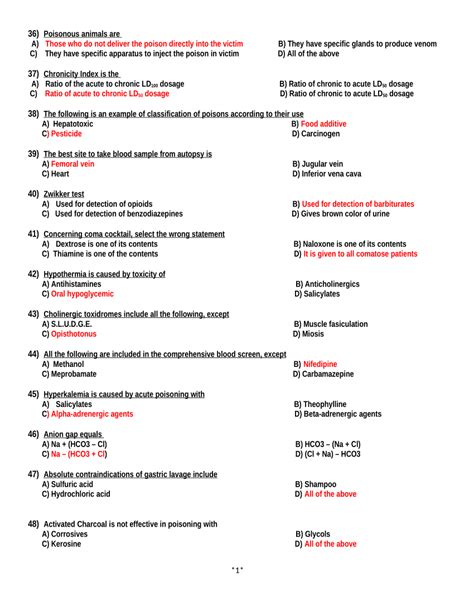toxicology exam questions and answers PDF