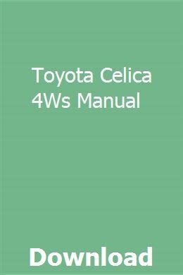 toyota celica 4ws manual Reader