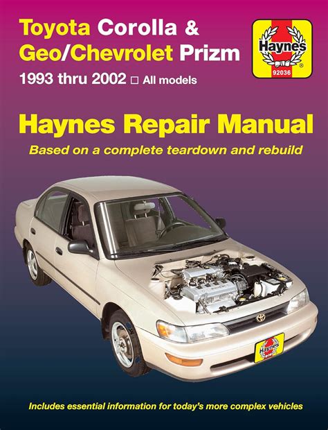 toyota corolla prizm haynes repair manual Ebook Kindle Editon