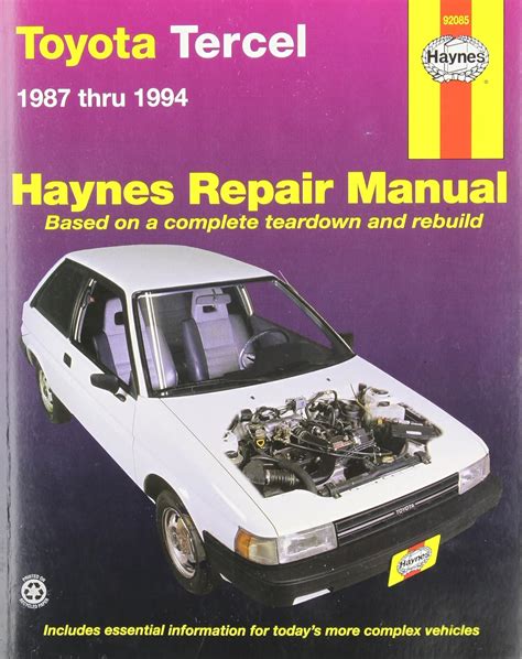 toyota tercel 1987 thru 1994 haynes repair manual Doc