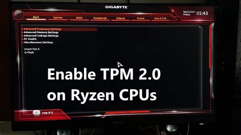 tpm 2.0 ryzen processor activate