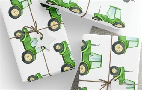 tractor gift wrapping paper