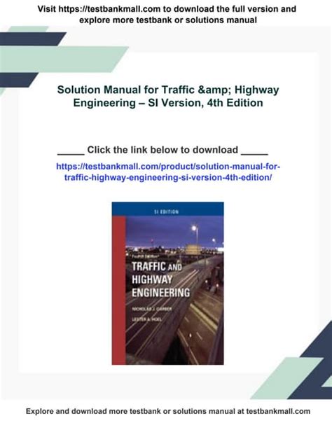 traffic highway engineering 4th edition solution manual PDF