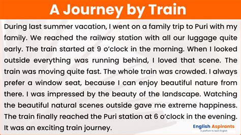 train journey essay writing Epub