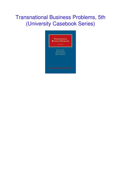 transnational business problems university casebook series Kindle Editon