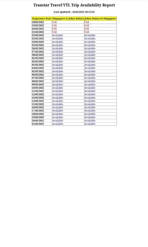 transtar vtl schedule