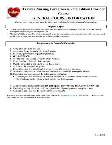 trauma nursing core course study guide PDF