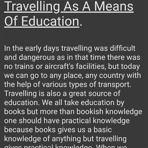 travel is a means of education essay Epub