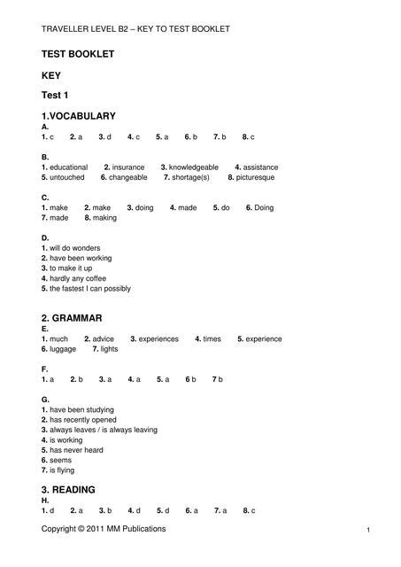 traveller level b2 test answer pdfsolution Kindle Editon