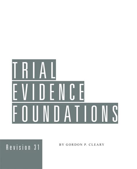 trial evidence foundations trial evidence foundations PDF