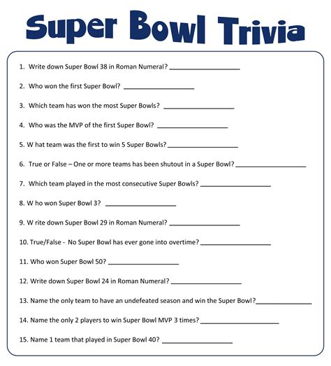 Trivia Worksheets Printable