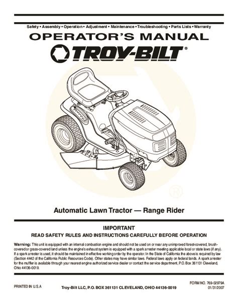 troy bilt lawn mower owner manual Kindle Editon