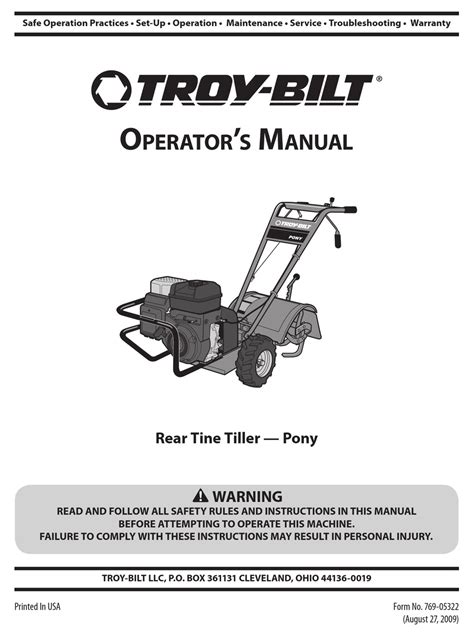 troy bilt pony operator manual PDF