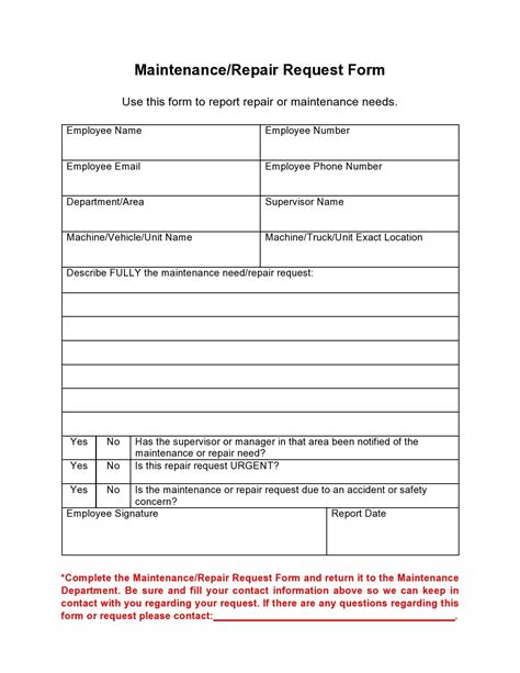 truck repair request form template pdf PDF