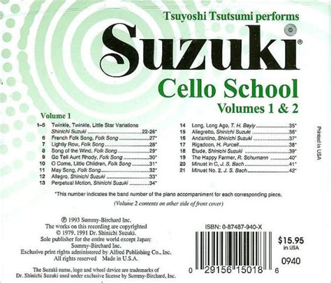 tsuyoshi tsutsumi performs suzuki cello school volume 1 and 2 Reader