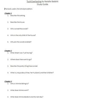 tuck everlasting study guide answer key Epub