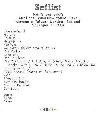 twenty one pilots setlist