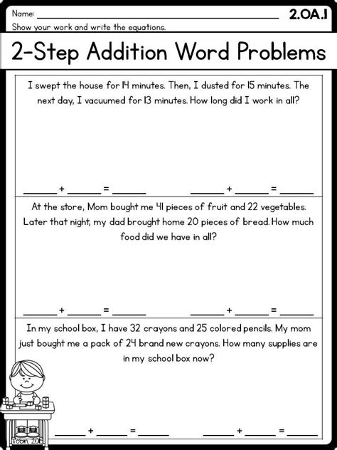 two step word problems second grade PDF