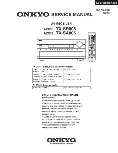 tx sr805 service manual Epub