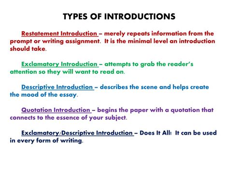 types of introductions to essays Doc