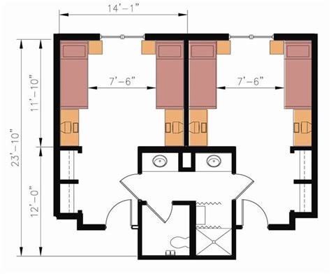 typical dorm room size