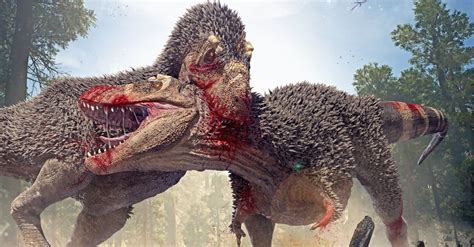 tyrannosaurus bulls fighting