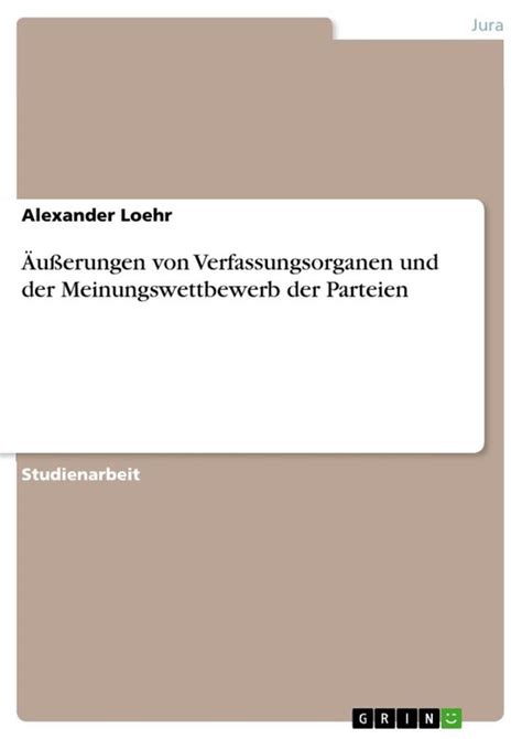 u erungen von verfassungsorganen meinungswettbewerb parteien Kindle Editon