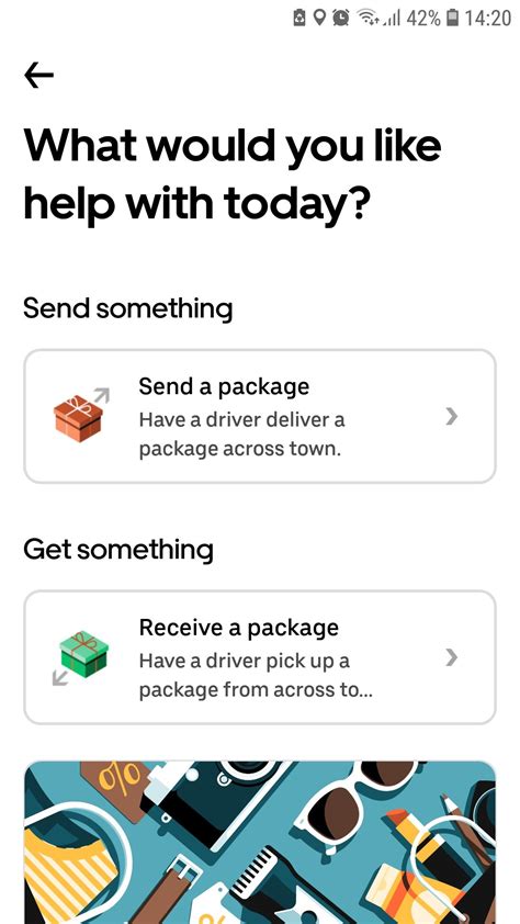 uber to deliver a package