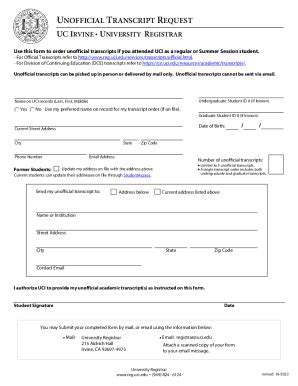 uc irvine unofficial transcript