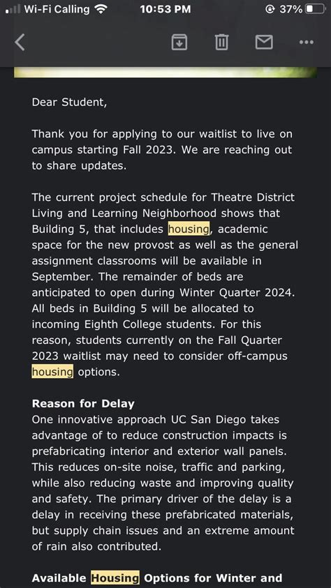 ucsd housing waitlist