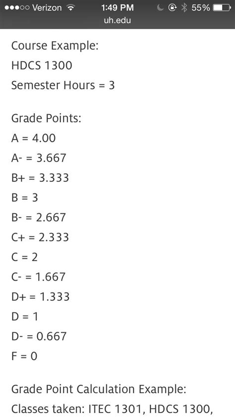 uh grading scale