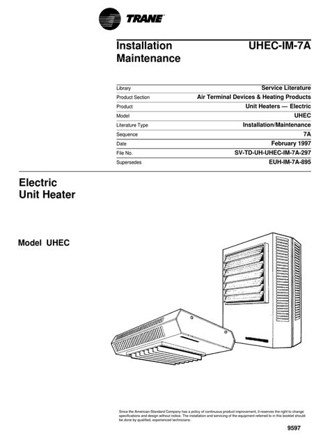 uhec im 7a 02 01 1997 electric unit heater model uhec pdf Epub