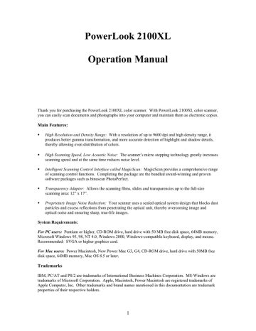 umax powerlook 2100xl manual PDF