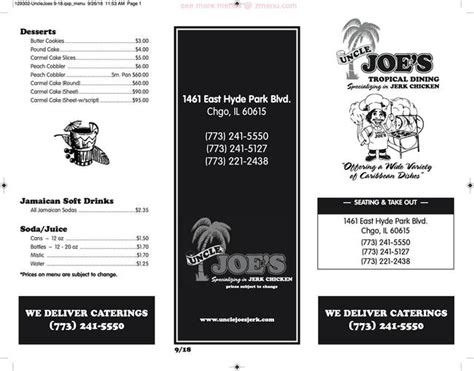 uncle joe's jerk chicken hyde park menu